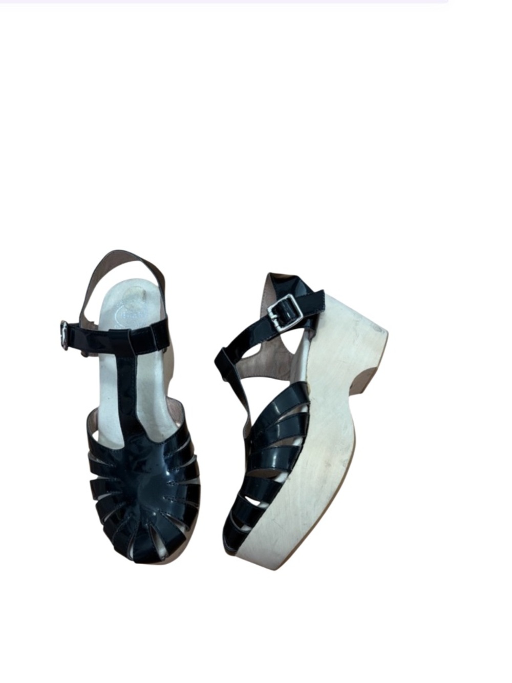 Jeffrey Campbell Black  Patent Leather Clog Sandals